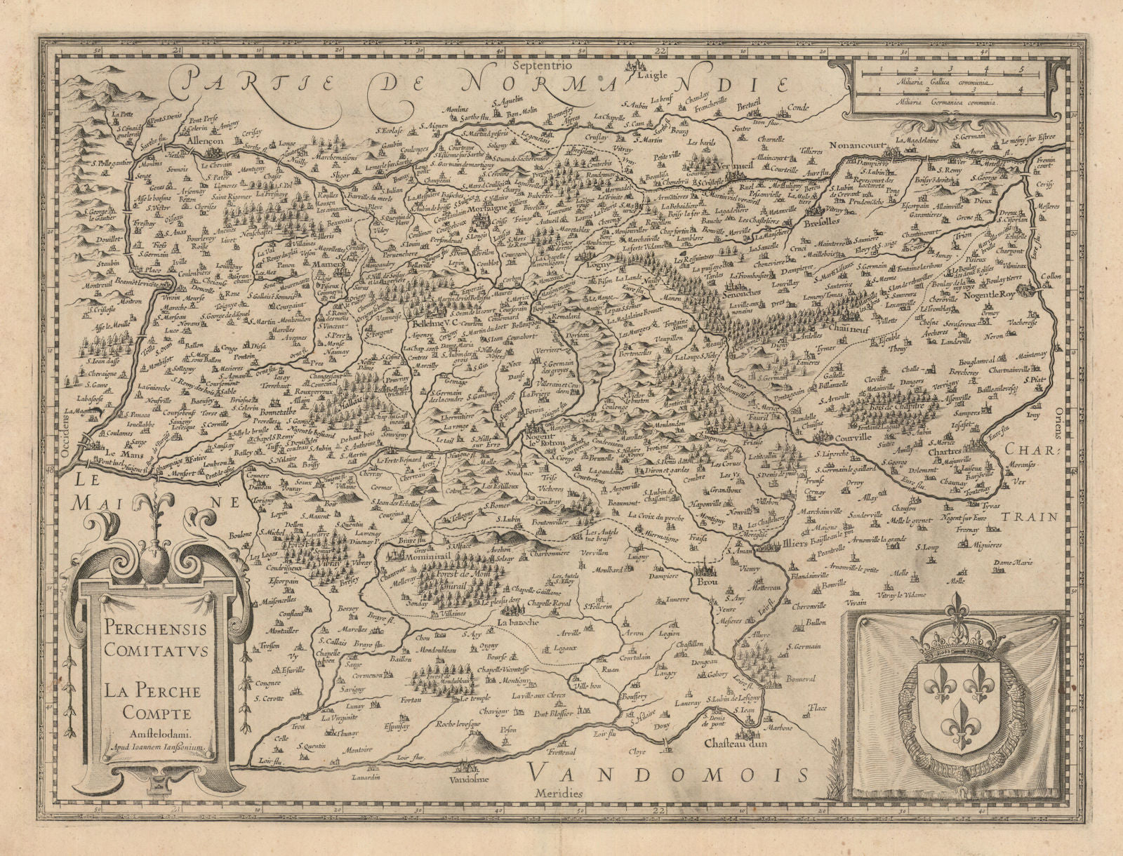 Perchensis Comitatus. La Perche Compte by Johannes Janssonius 1631 old map